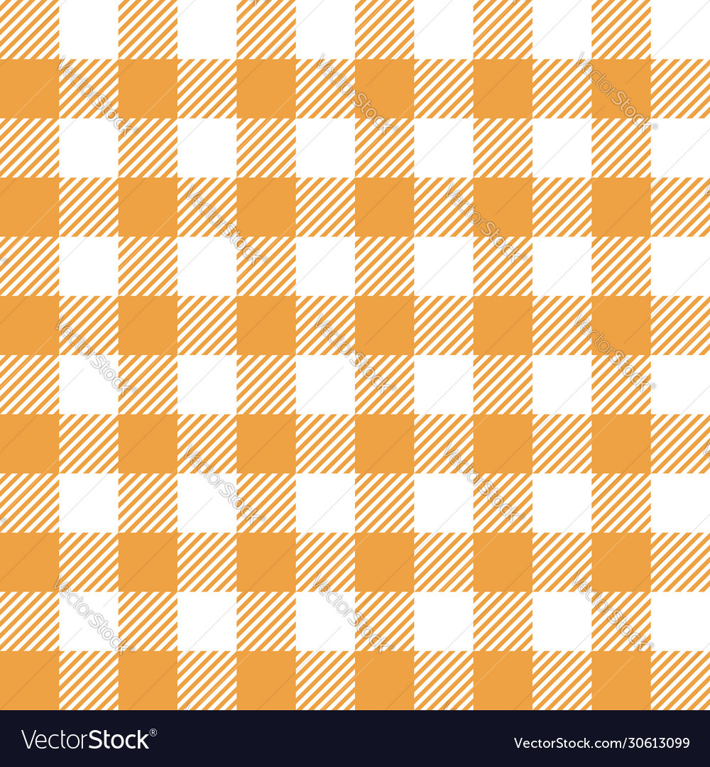 Seamless gingham check plaid pattern orange white Vector Image