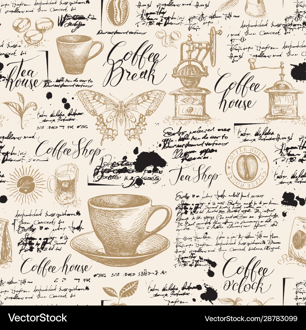 Seamless pattern on coffee theme Royalty Free Vector Image