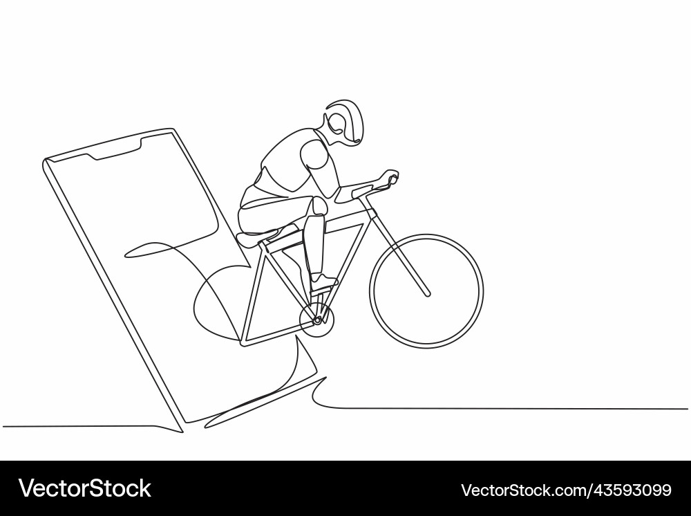 Single Continuous Line Drawing Robots Come Out Vector Image