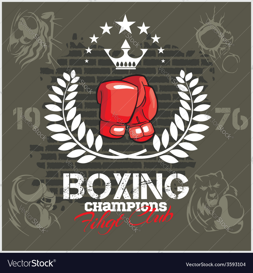 Boxing labels and icons set Royalty Free Vector Image