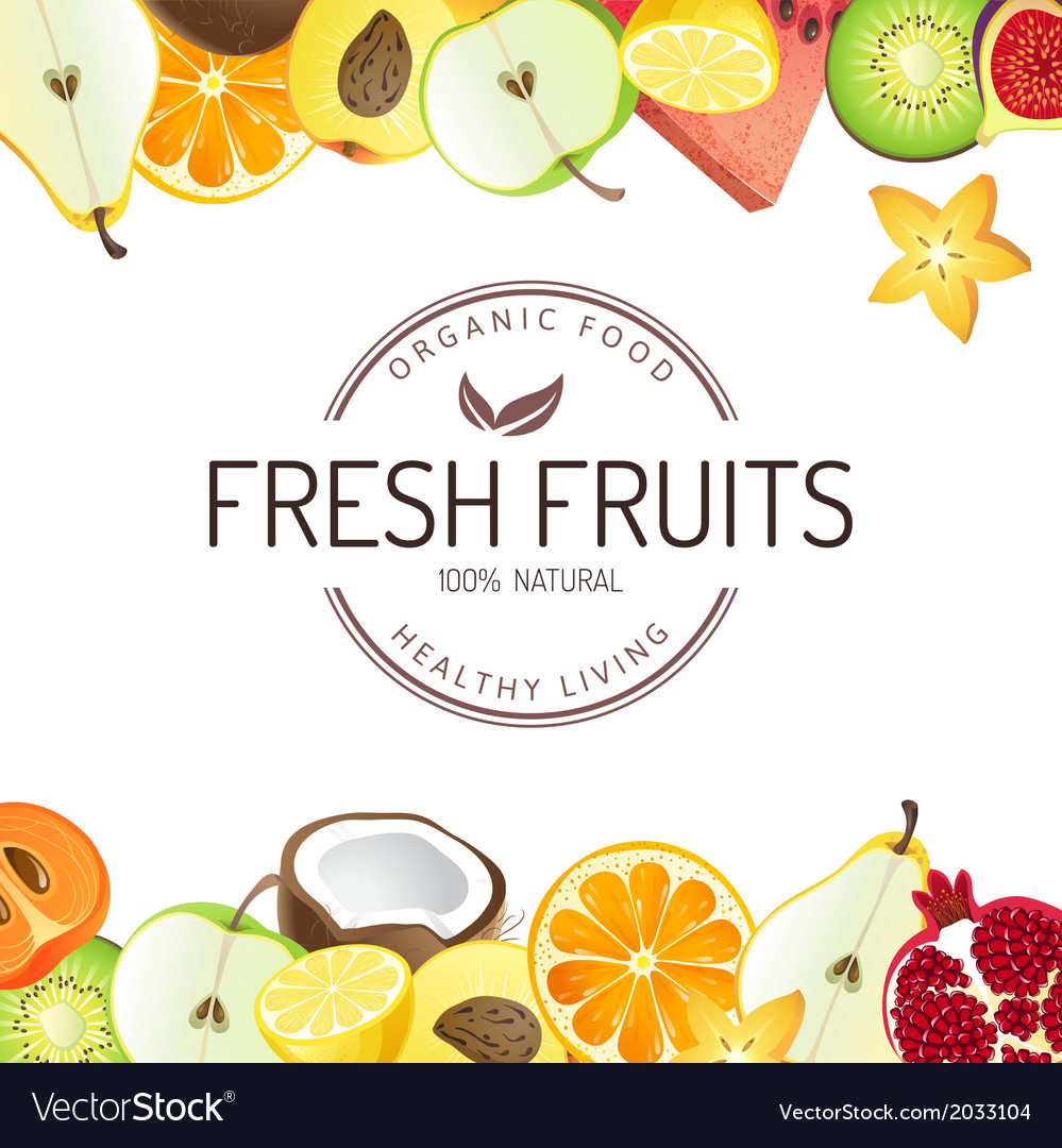 Bright background with fresh fruits Royalty Free Vector