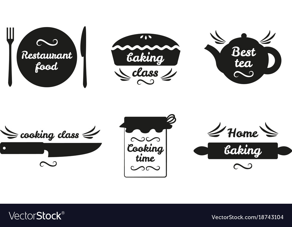 Collection of cooking labels with text on white