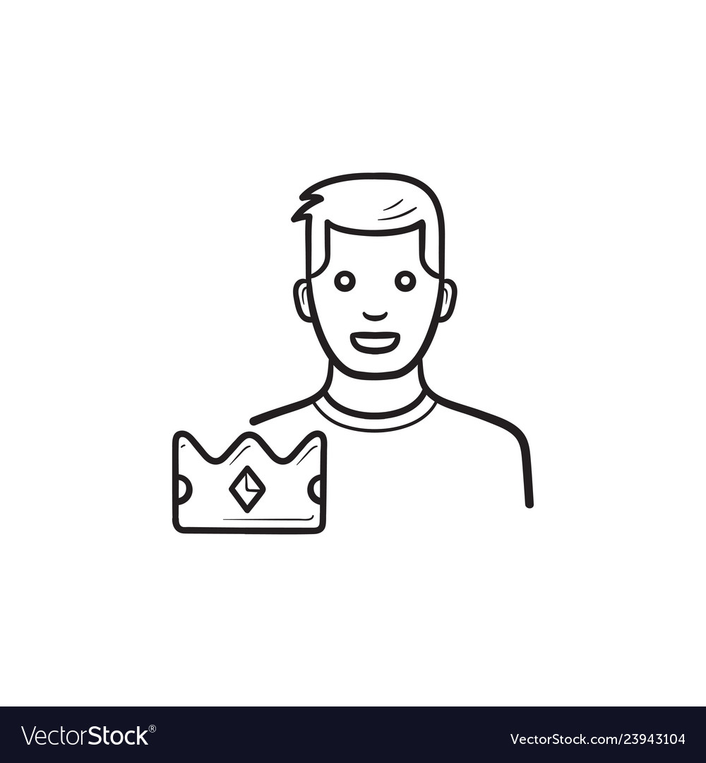 Game leader with crown hand drawn outline doodle Vector Image