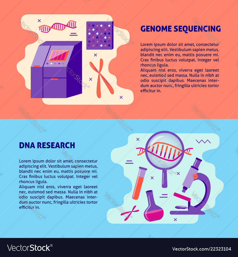 Genome sequencing and dna research medical banner Vector Image