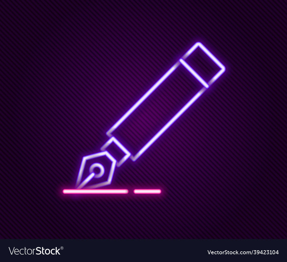 Glowing neon line fountain pen nib icon isolated Vector Image