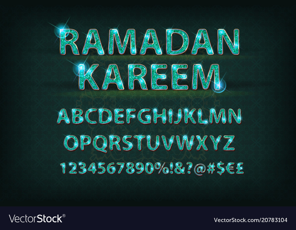 Golden english alphabet in islamic style