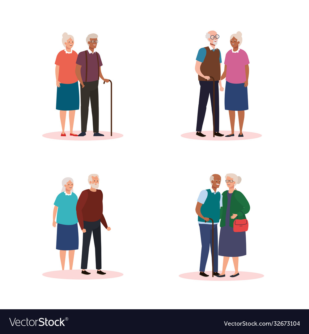 Grandmothers and grandfathers avatars Royalty Free Vector