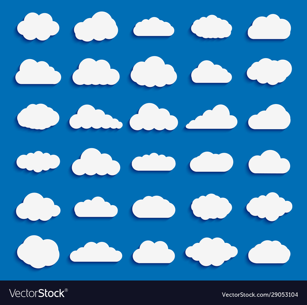 Set cloud icon white color on blue background Vector Image