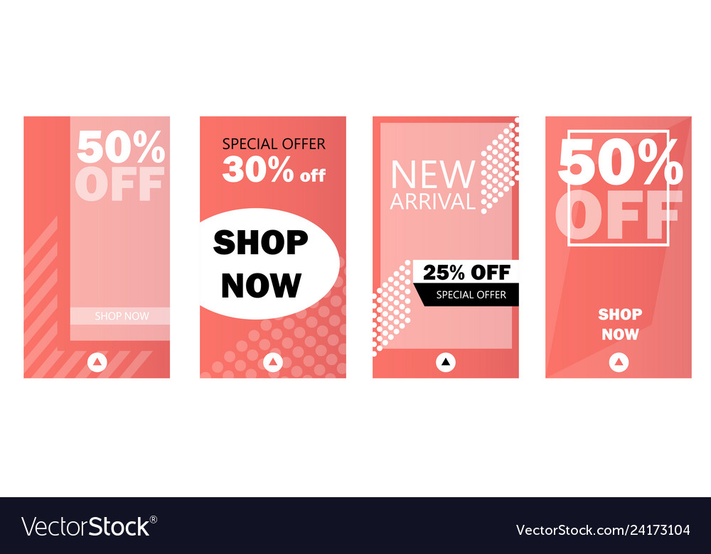 Set Instagram Stories Sale Banner Background Vector Image