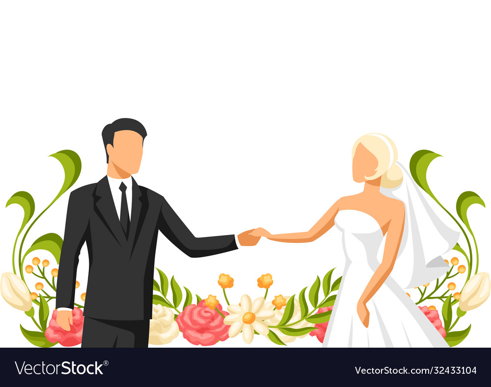 Wedding bride and groom Royalty Free Vector Image