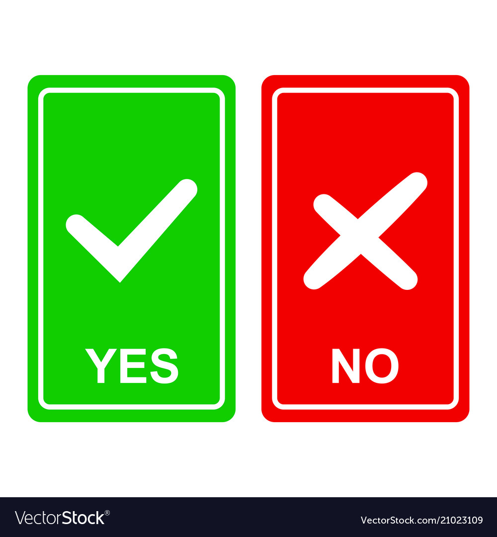 Chek Mark Yes And No Sign On A Green Royalty Free Vector