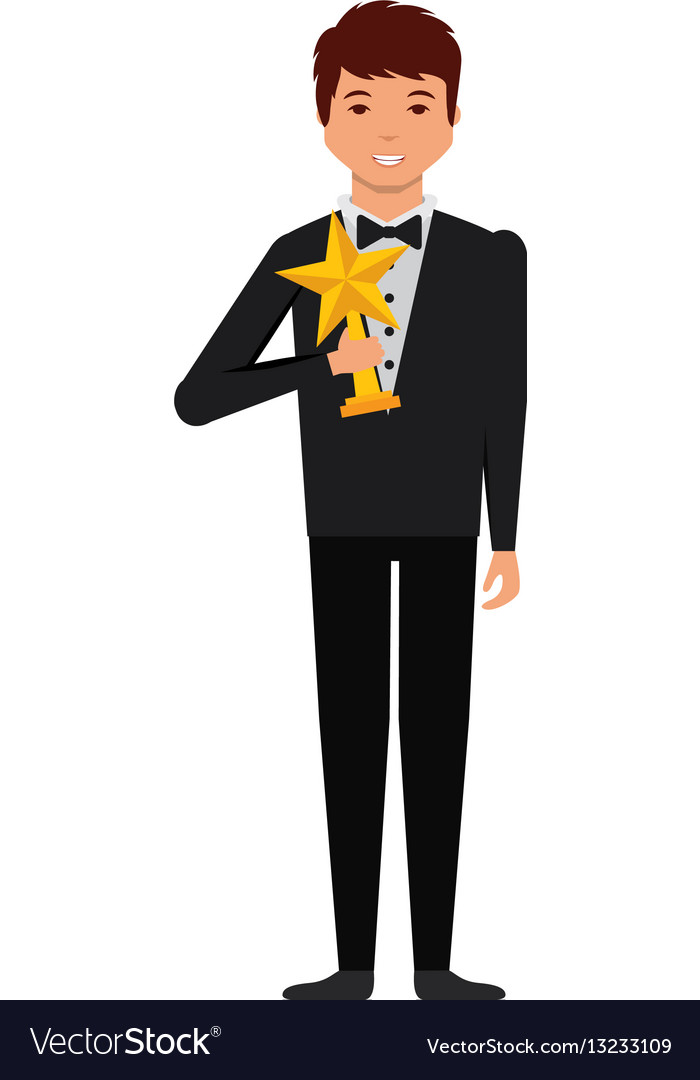 Elegant man with trophy winner Royalty Free Vector Image