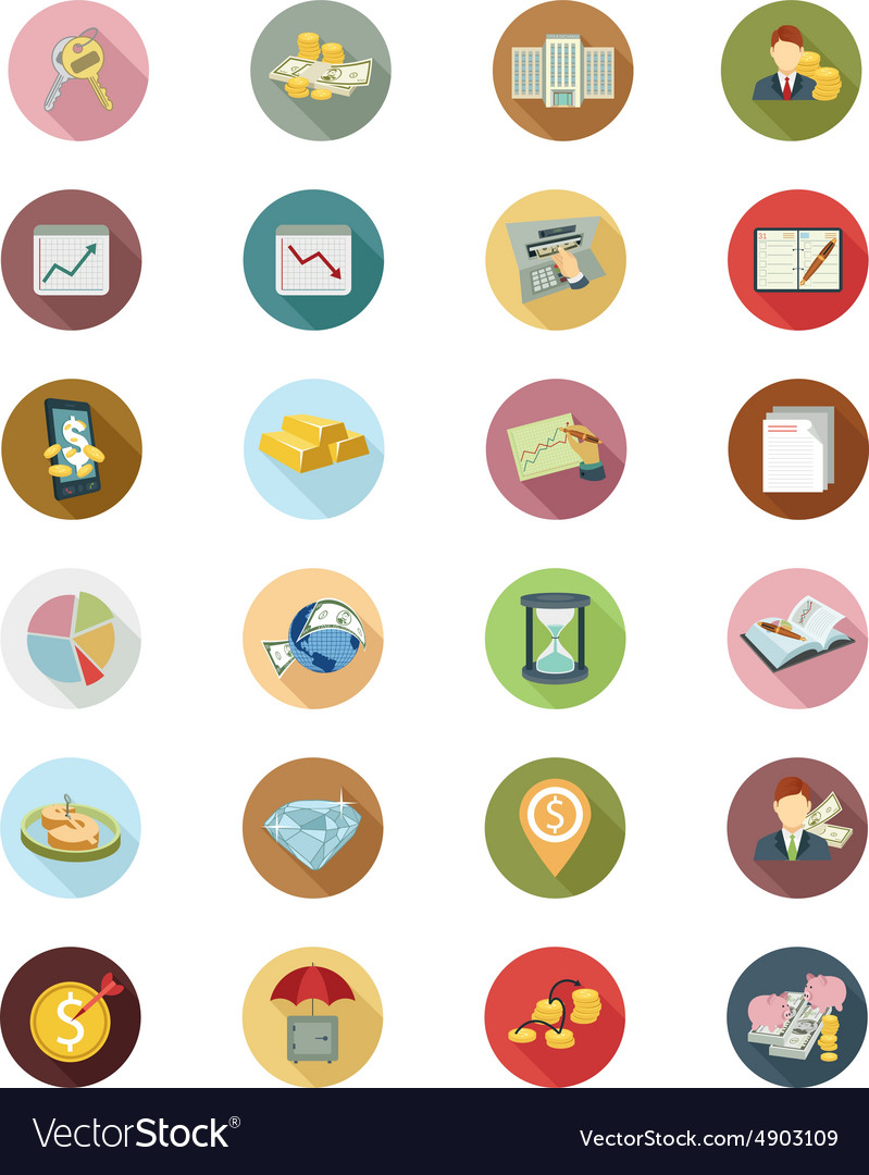 Financial flat icons 4 Royalty Free Vector Image