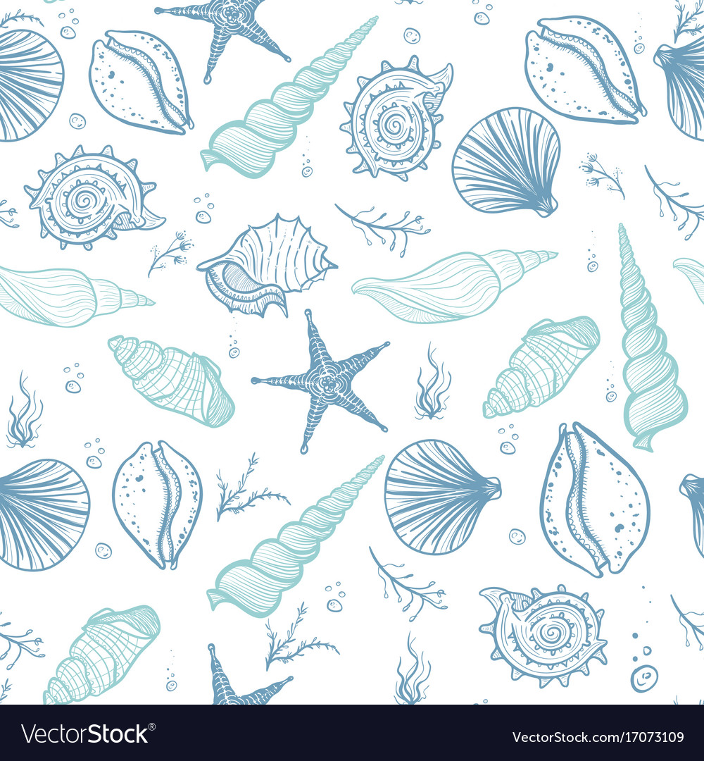 Seashells seamless pattern