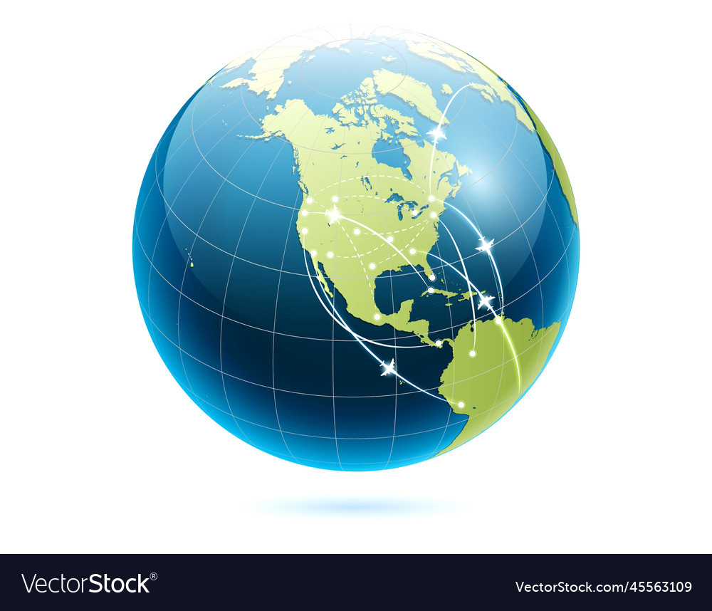 Set of realistic earth globe interconnected Vector Image