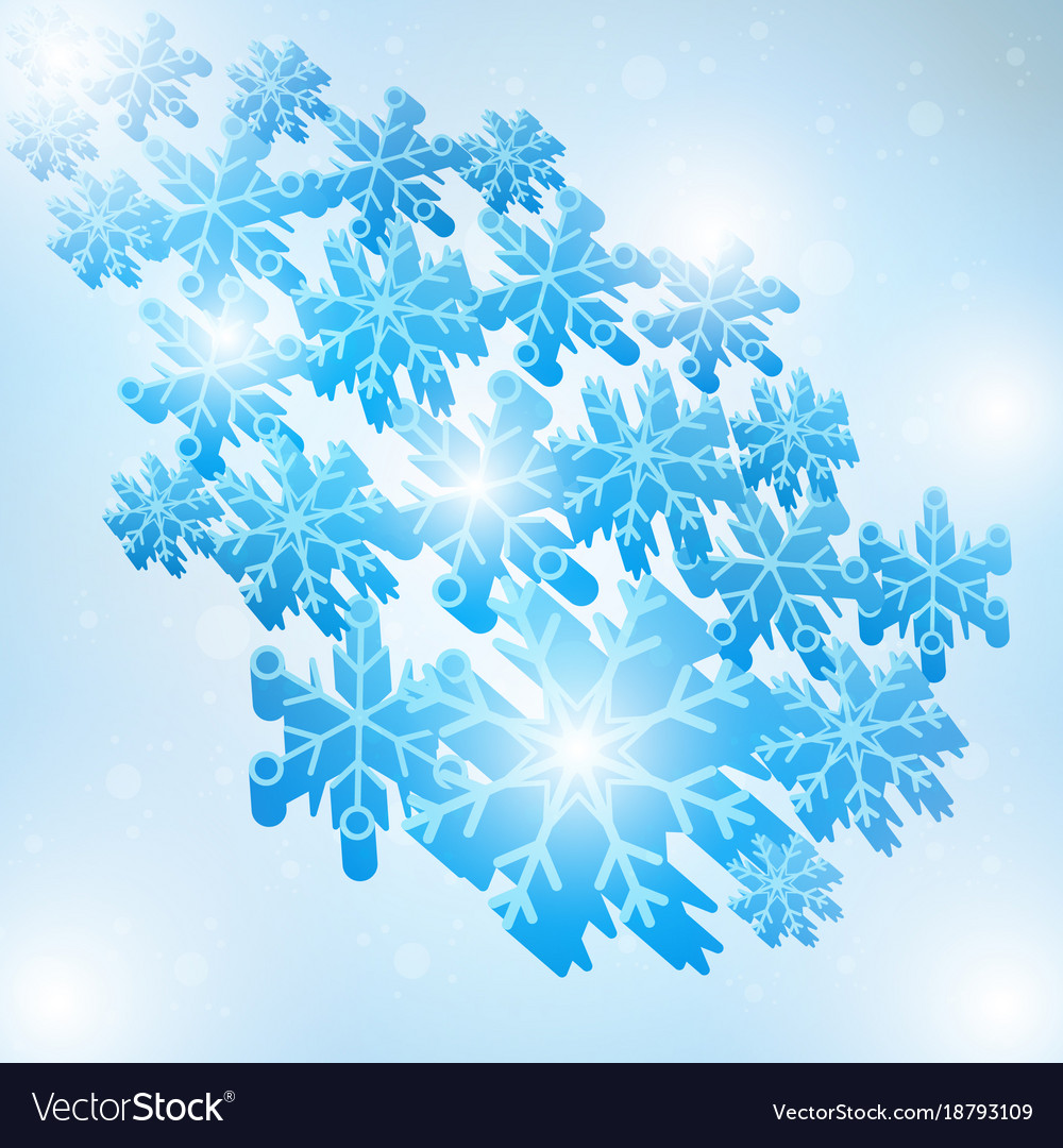 Winter blue sky with falling snow Royalty Free Vector Image