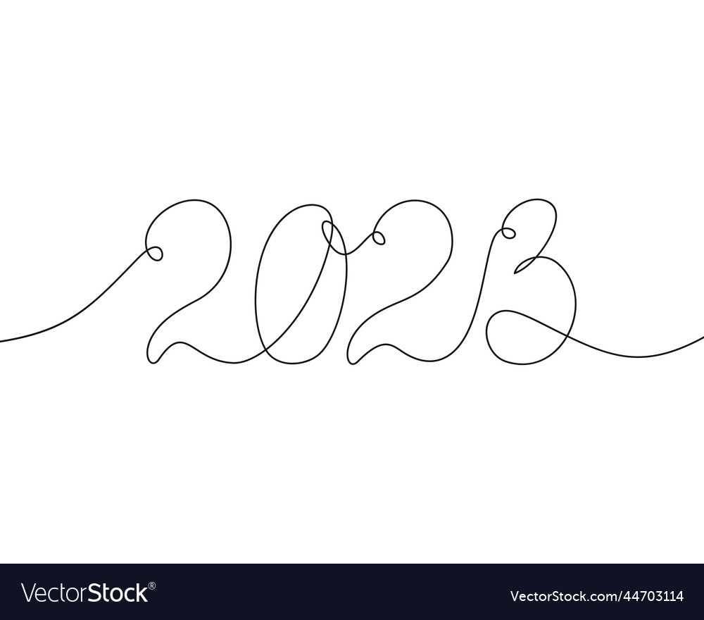 2023 year number single thin line drawing Vector Image