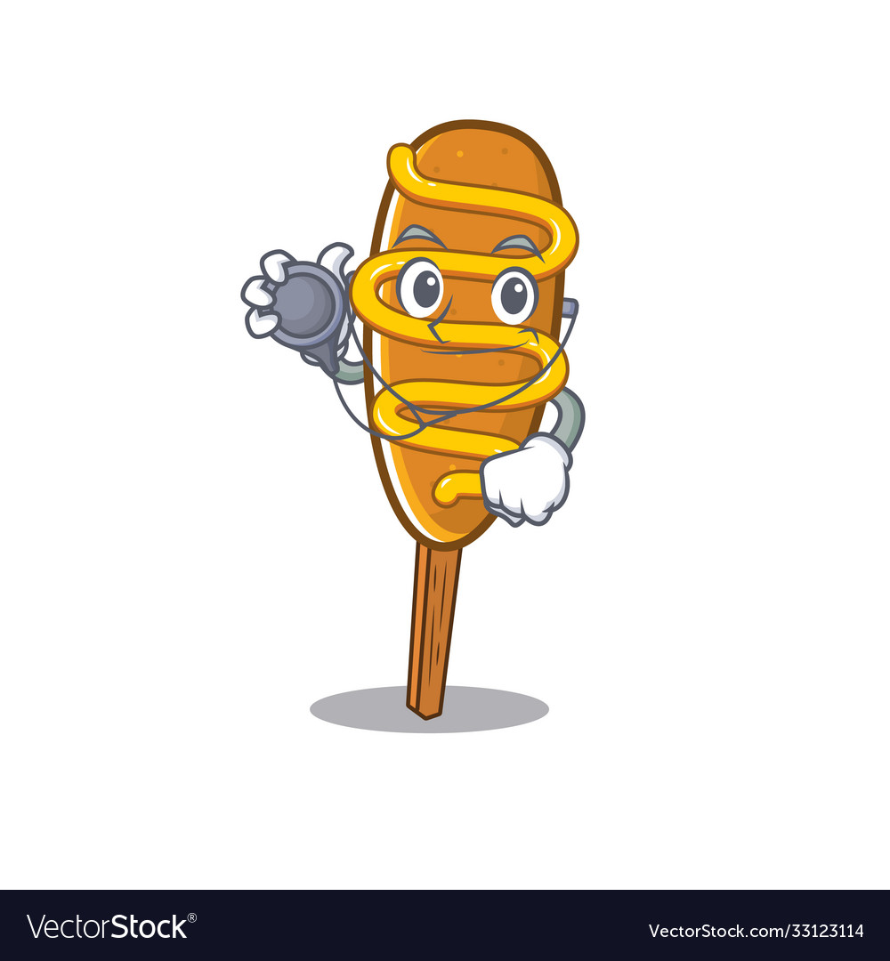 A Mascot Picture Corn Dog Cartoon As Doctor Vector Image