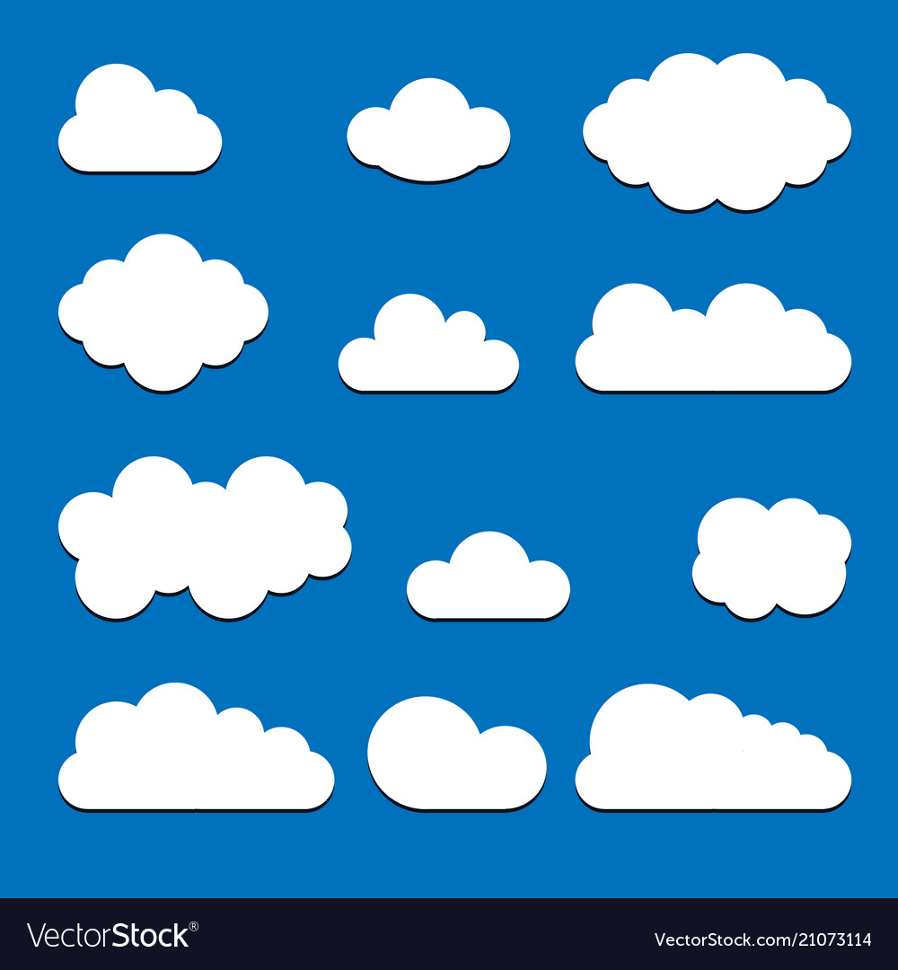 Blue cloud set icons isolated on background moder Vector Image