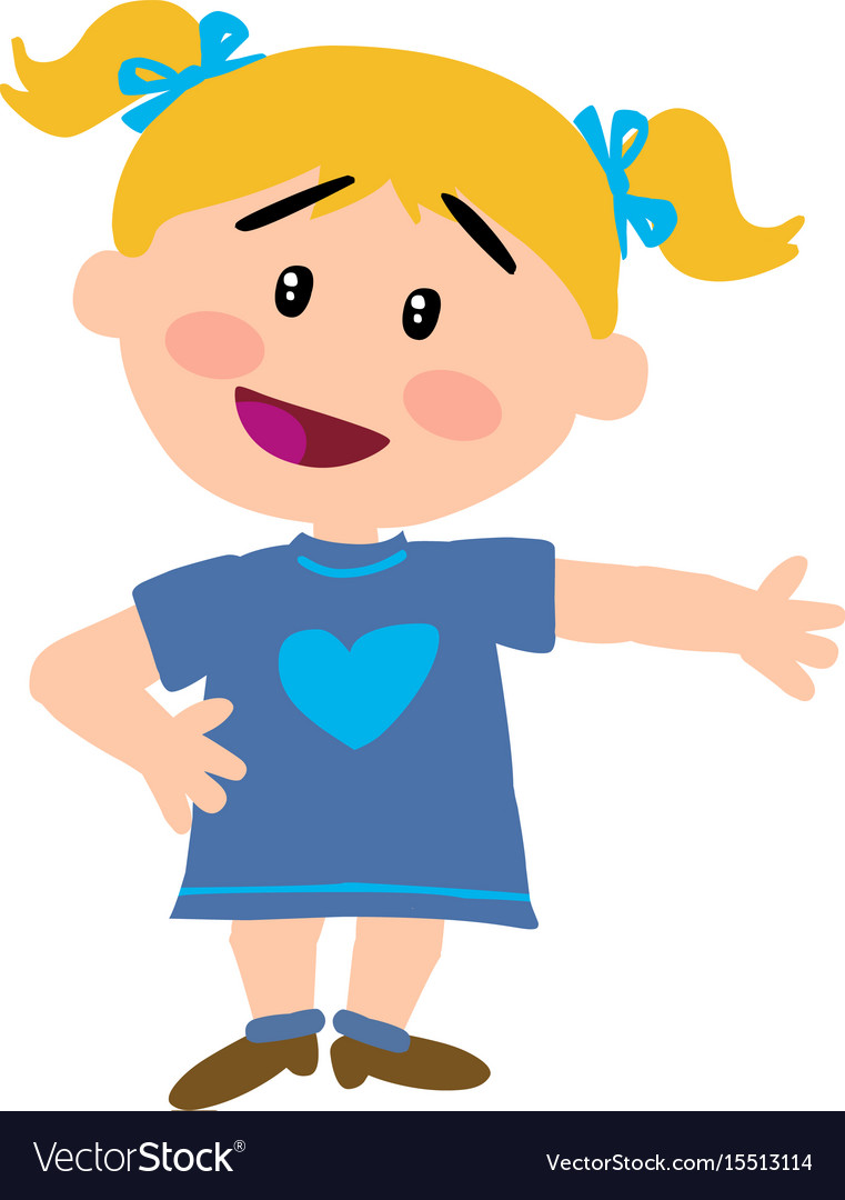 Cartoon character girl showing Royalty Free Vector Image