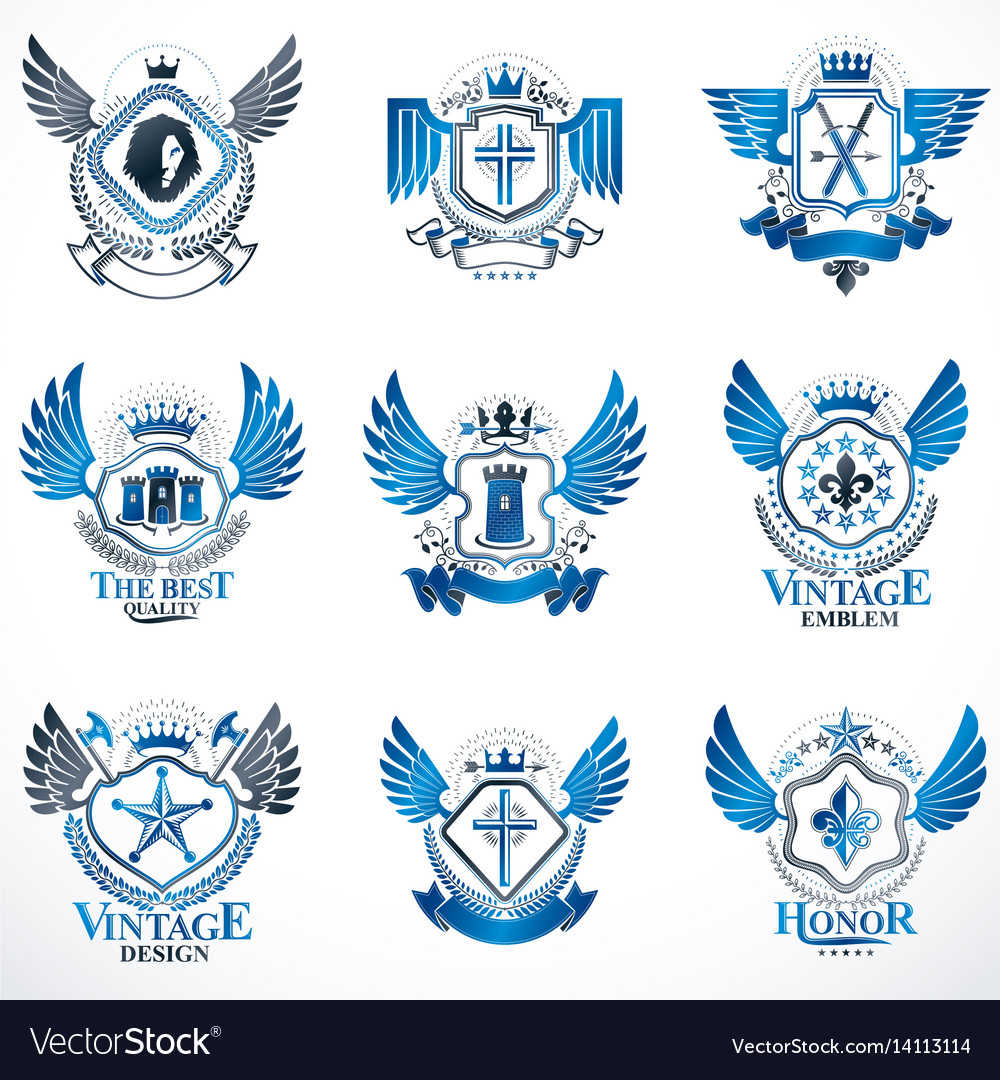 Collection of heraldic decorative coat of arms Vector Image