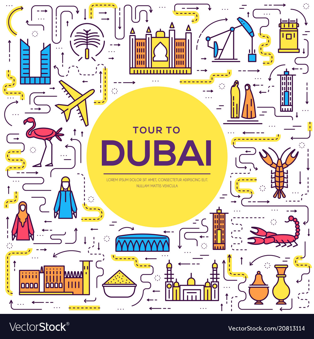 Country dubai travel vacation guide of goods Vector Image