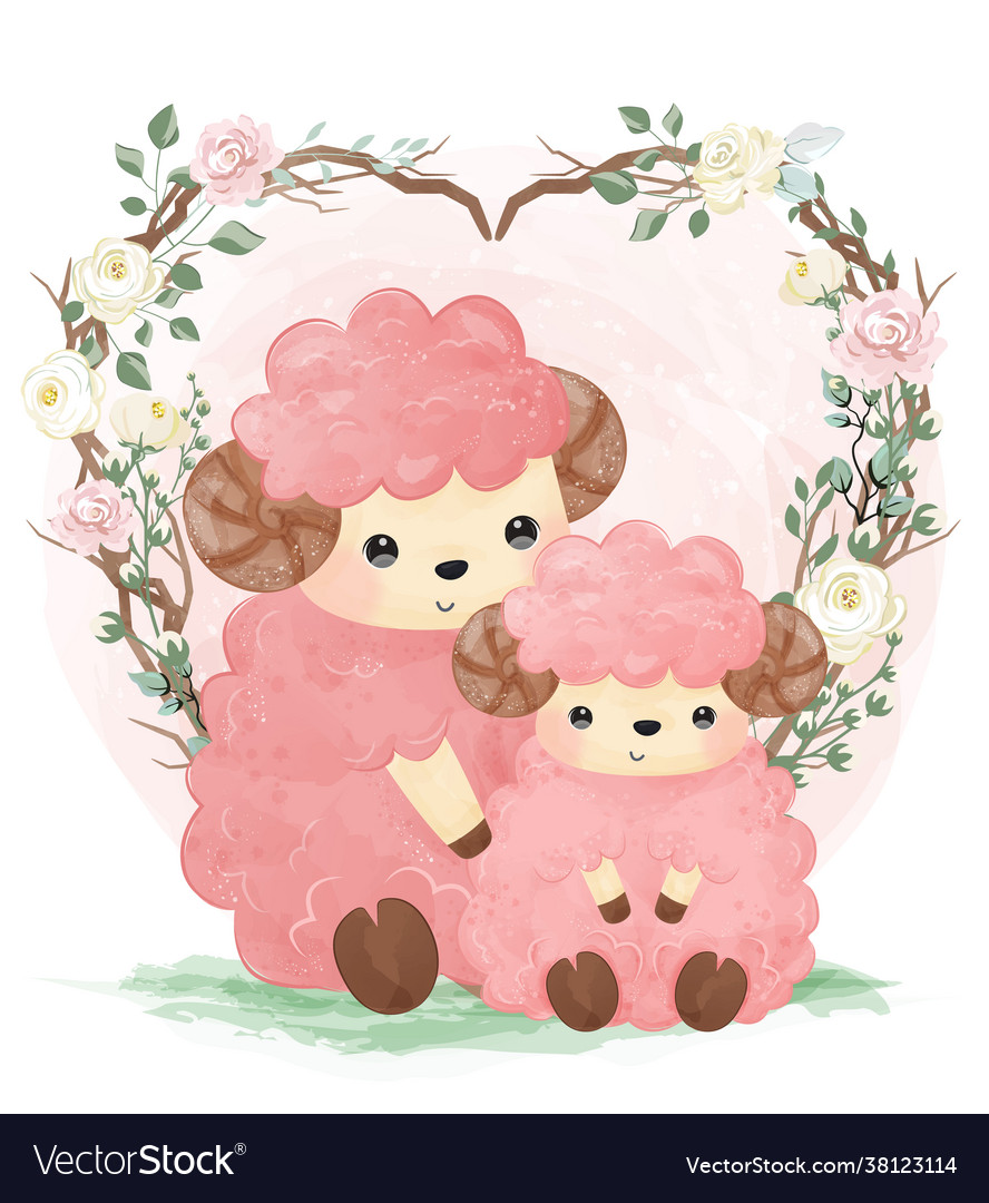 Cute mom and balamb vector image Cute mom and balamb
