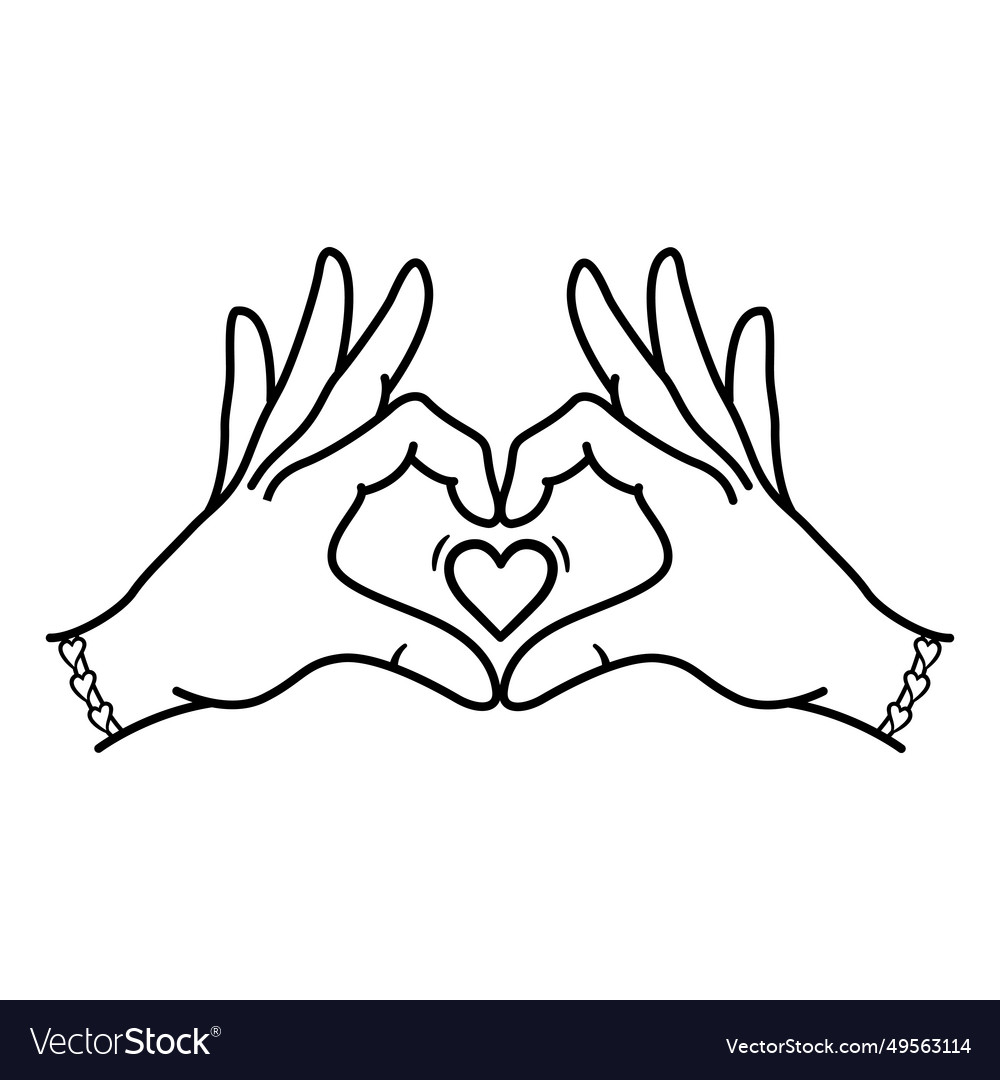 Hands folded in heart shape for coloring gesture Vector Image