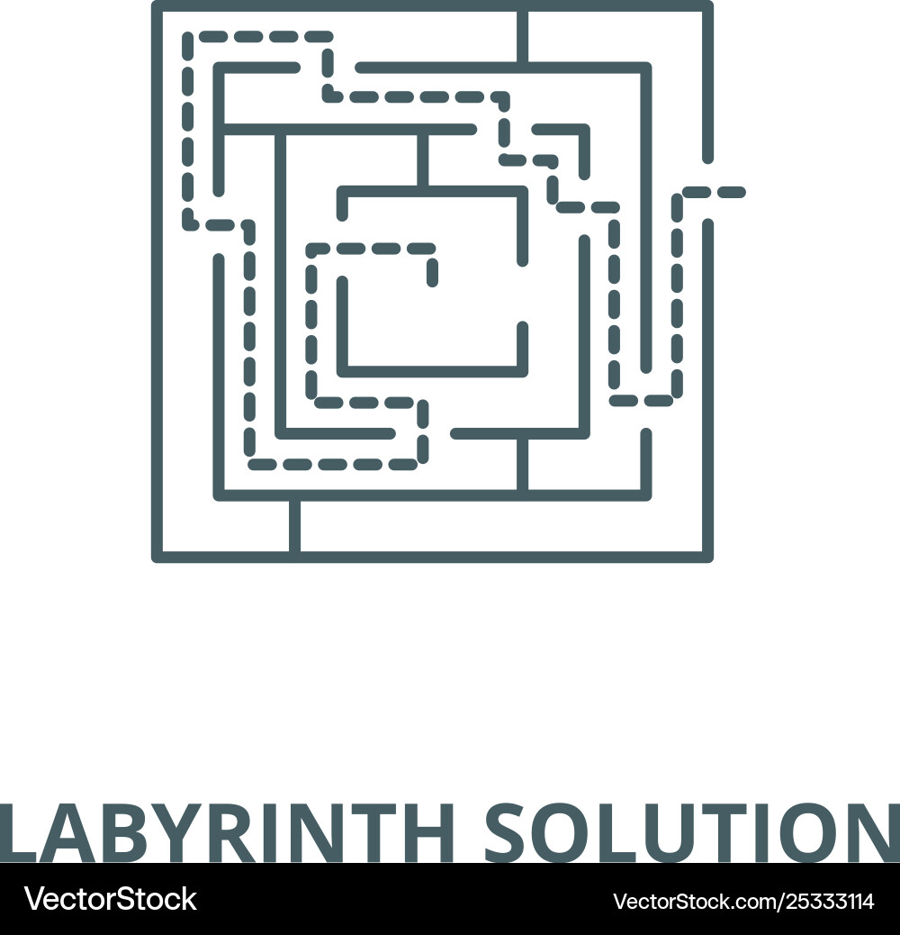 Labyrinth solution line icon linear Royalty Free Vector