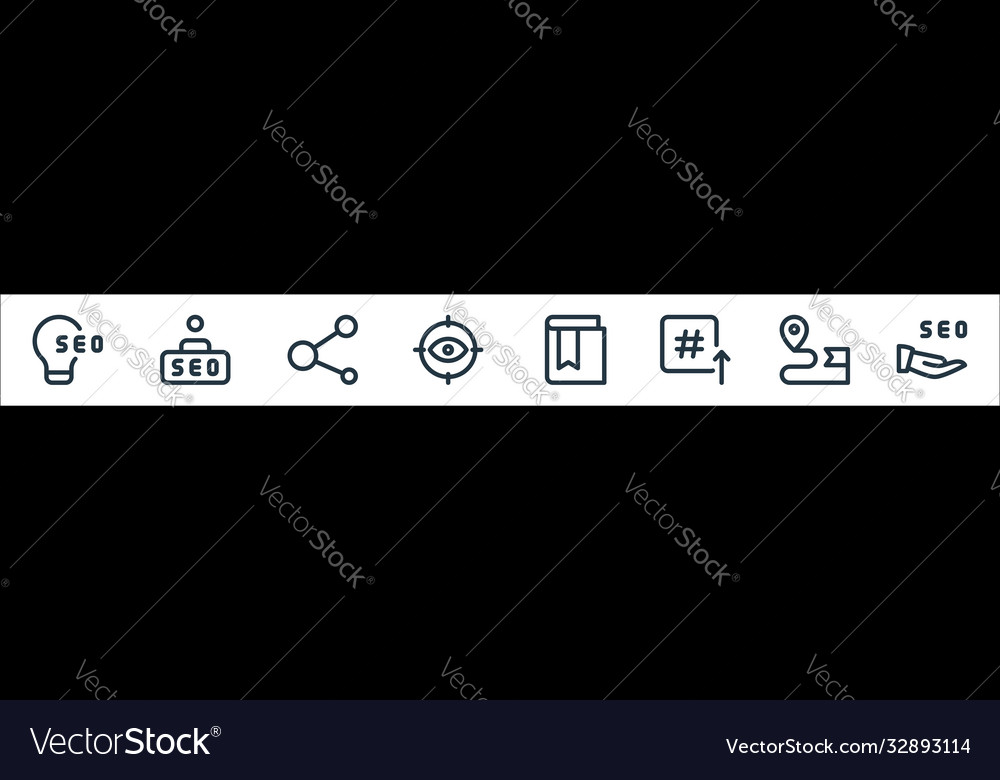 Web apps seo line icons linear set quality