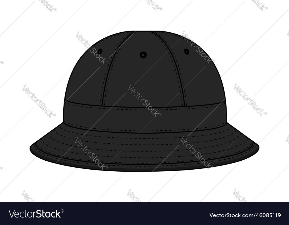 Bucket Hat Metro Hat Template Black Royalty Free Vector