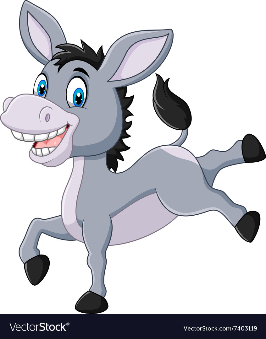 Cartoon happy donkey isolated on white background Vector Image