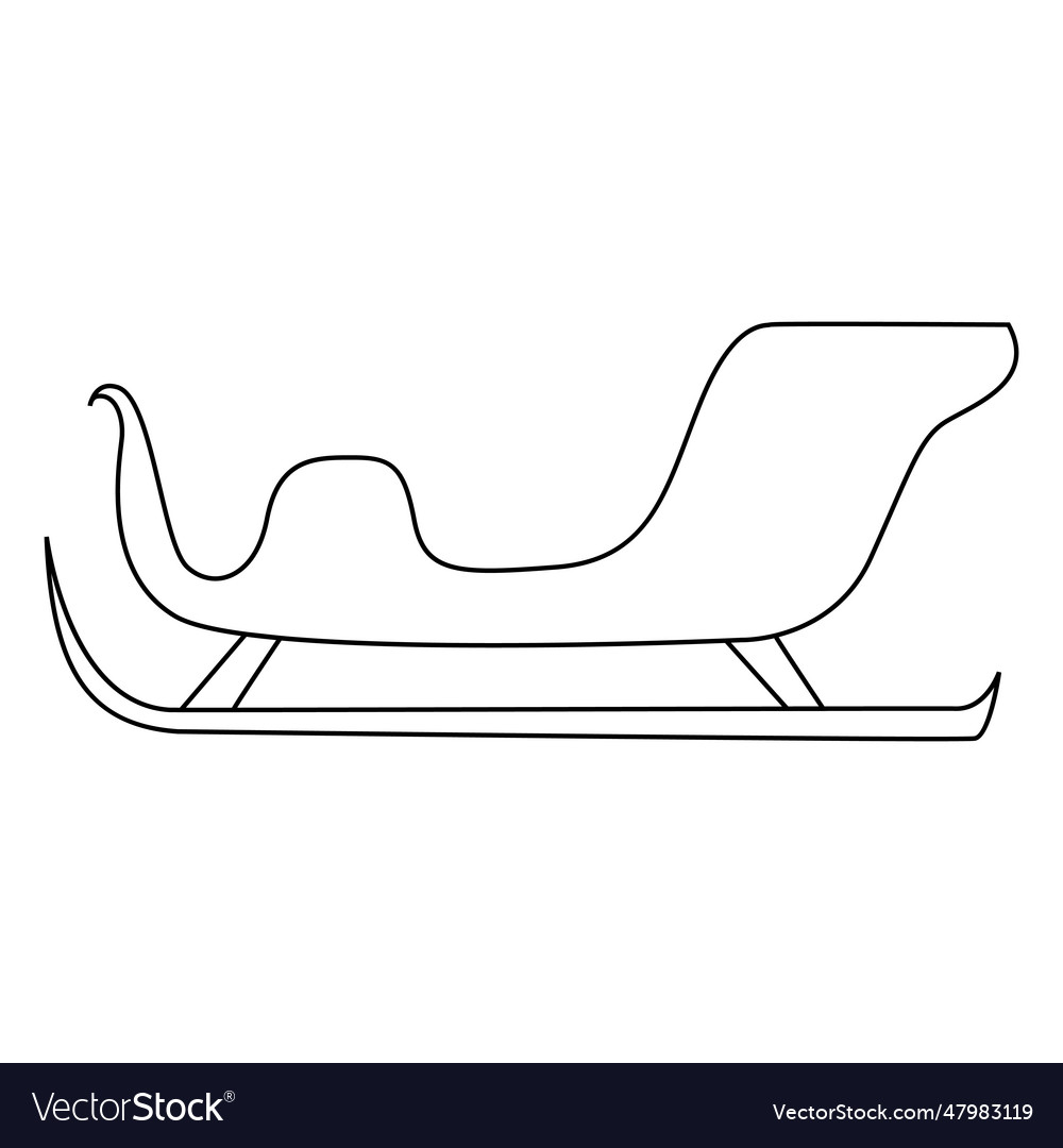 Christmas Sleigh Sliding Outline Royalty Free Vector Image