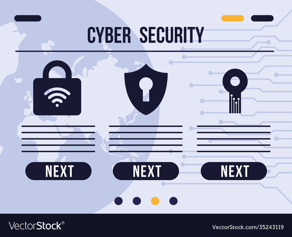 Cyber security infographic with set safe icons Vector Image