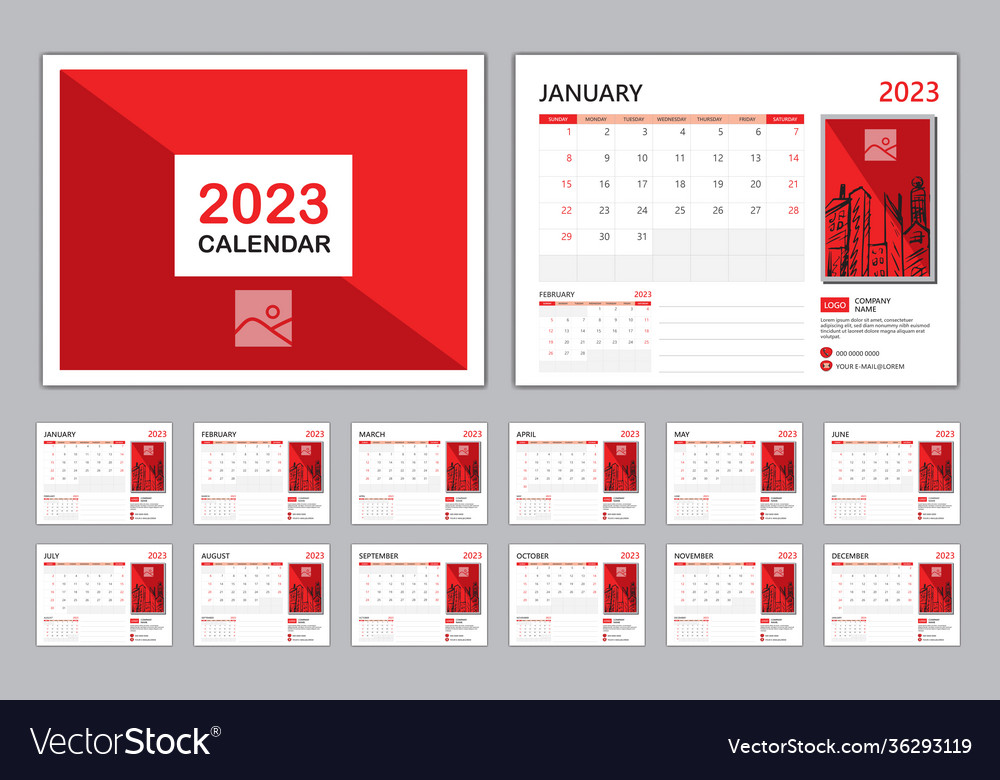 Set Desk Calendar 2023 Template calendar 2023 Vector Image