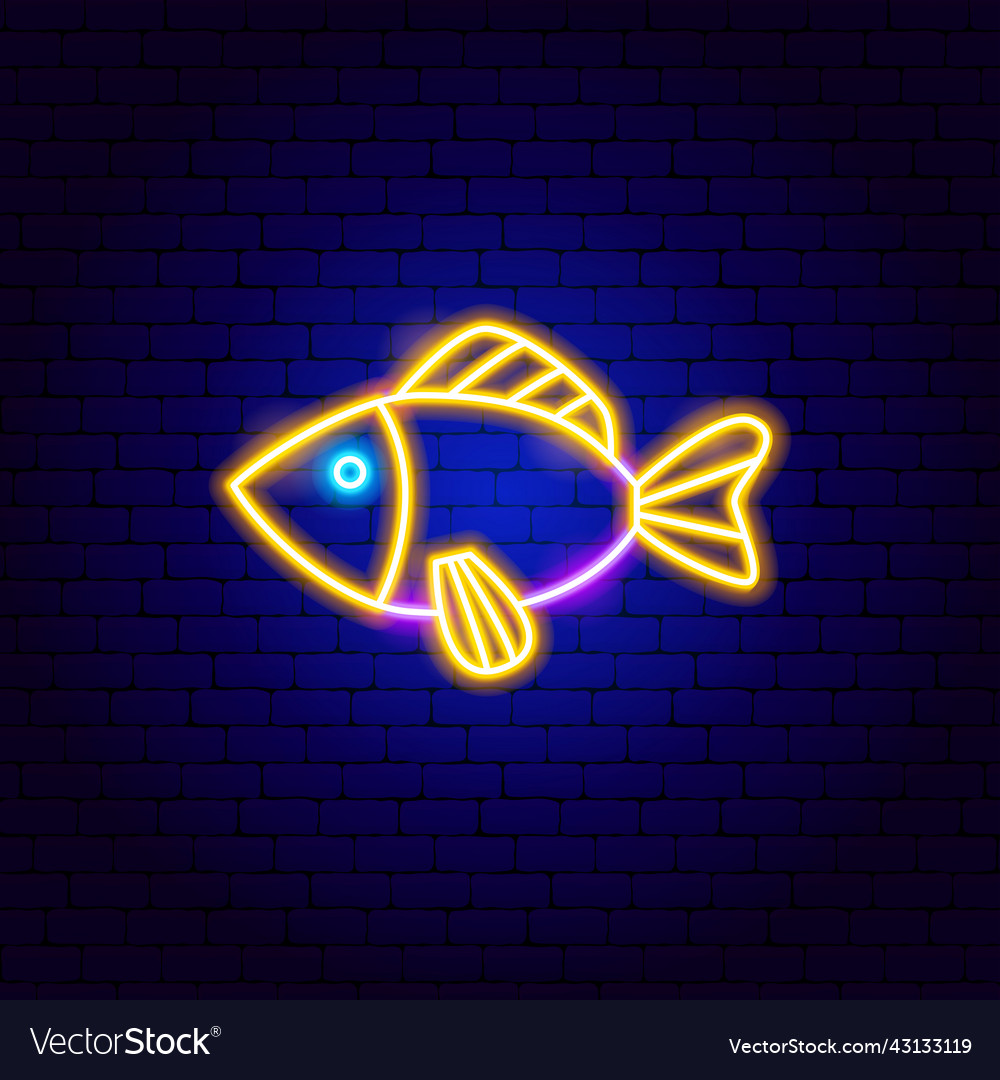 Yellow fish neon sign