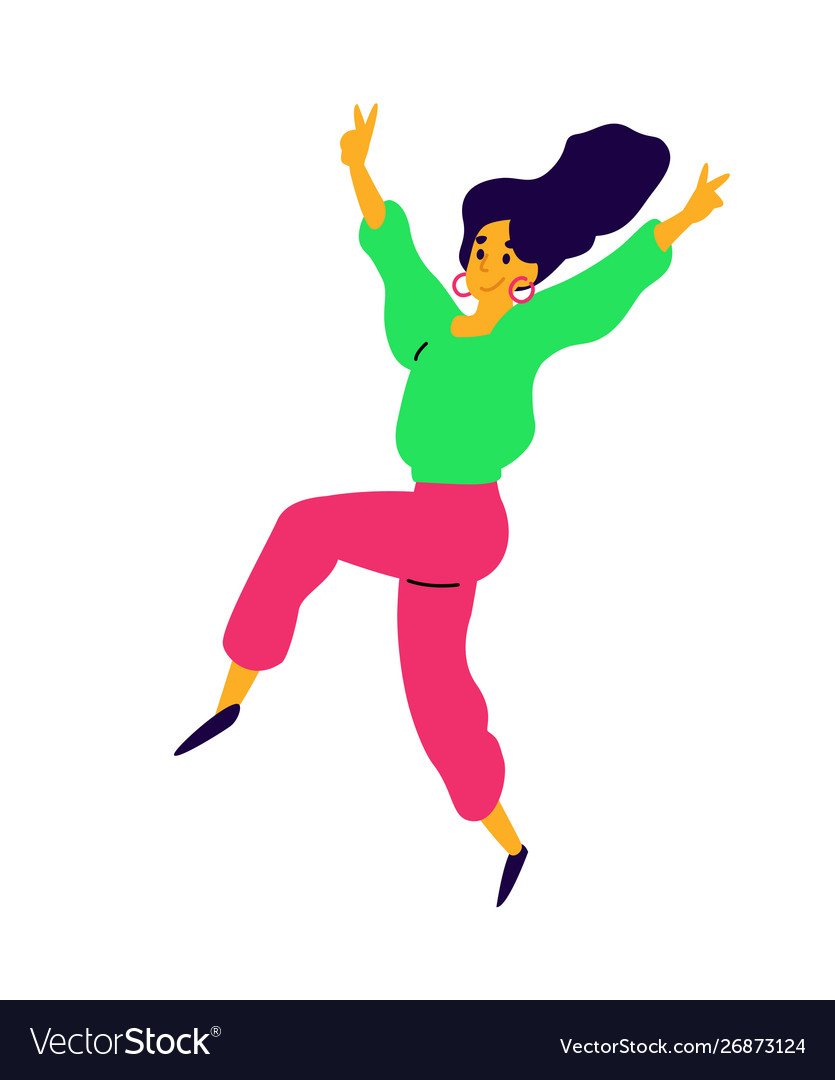 Cheerful dancing girl a laughing young woman Vector Image