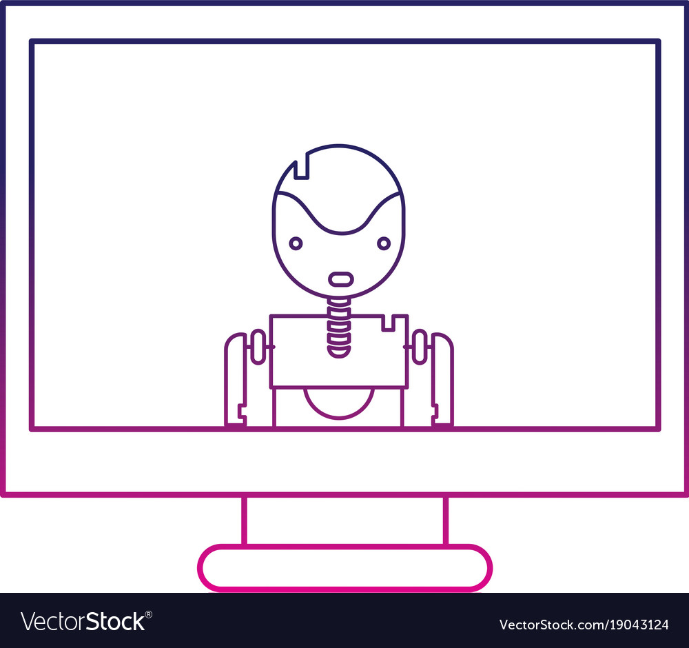 Color line computer technology with screen Vector Image