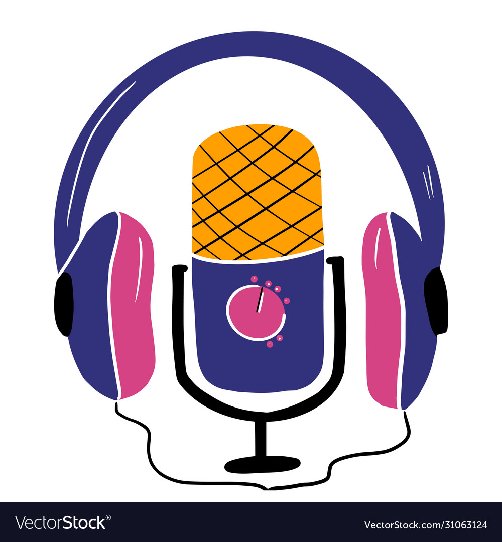 Media tool mic and speech bubble doodle icon Vector Image