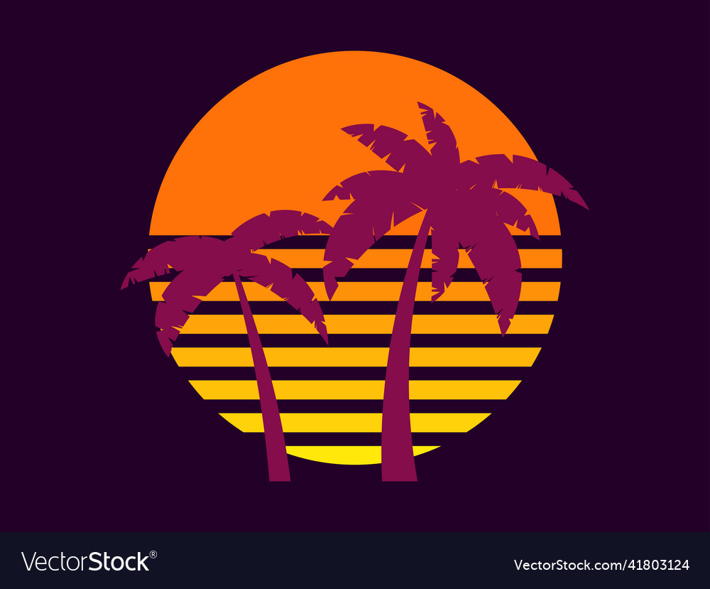 Retro futuristic palm trees in 80s style Vector Image