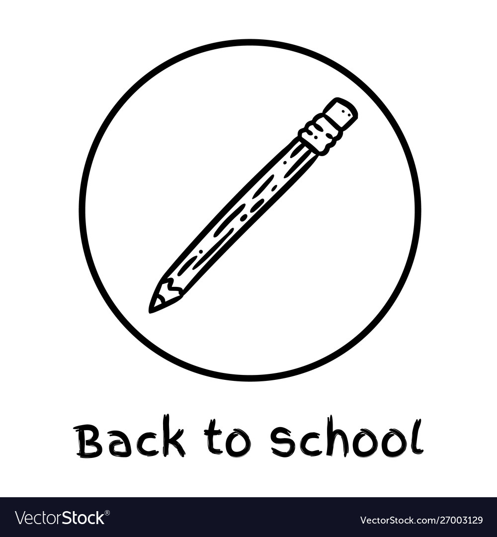 Cute cartoon pencil doodle image back to school