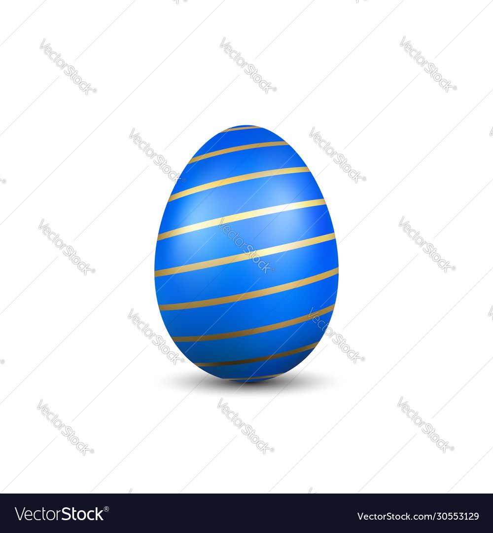 Easter egg 3d icon gold blue isolated white Vector Image