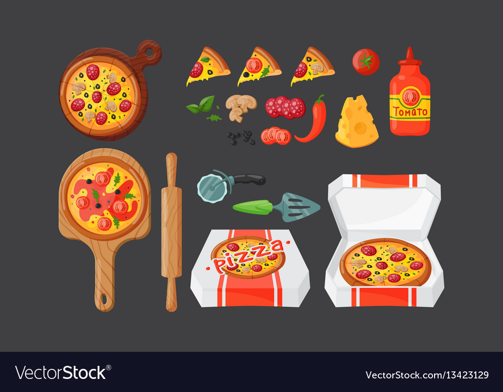 Italienisch kochen Pizza Icons