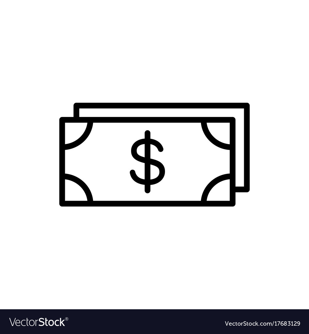 Line cash dollar money icon on white background