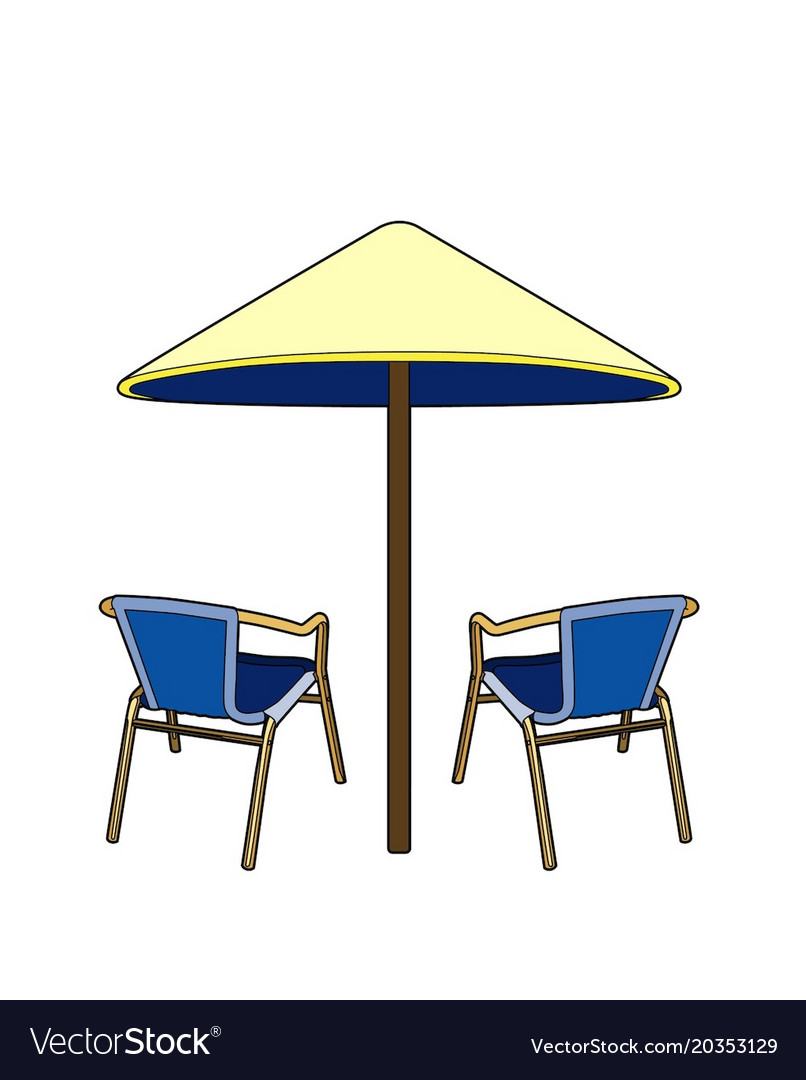 Two chairs and umbrella