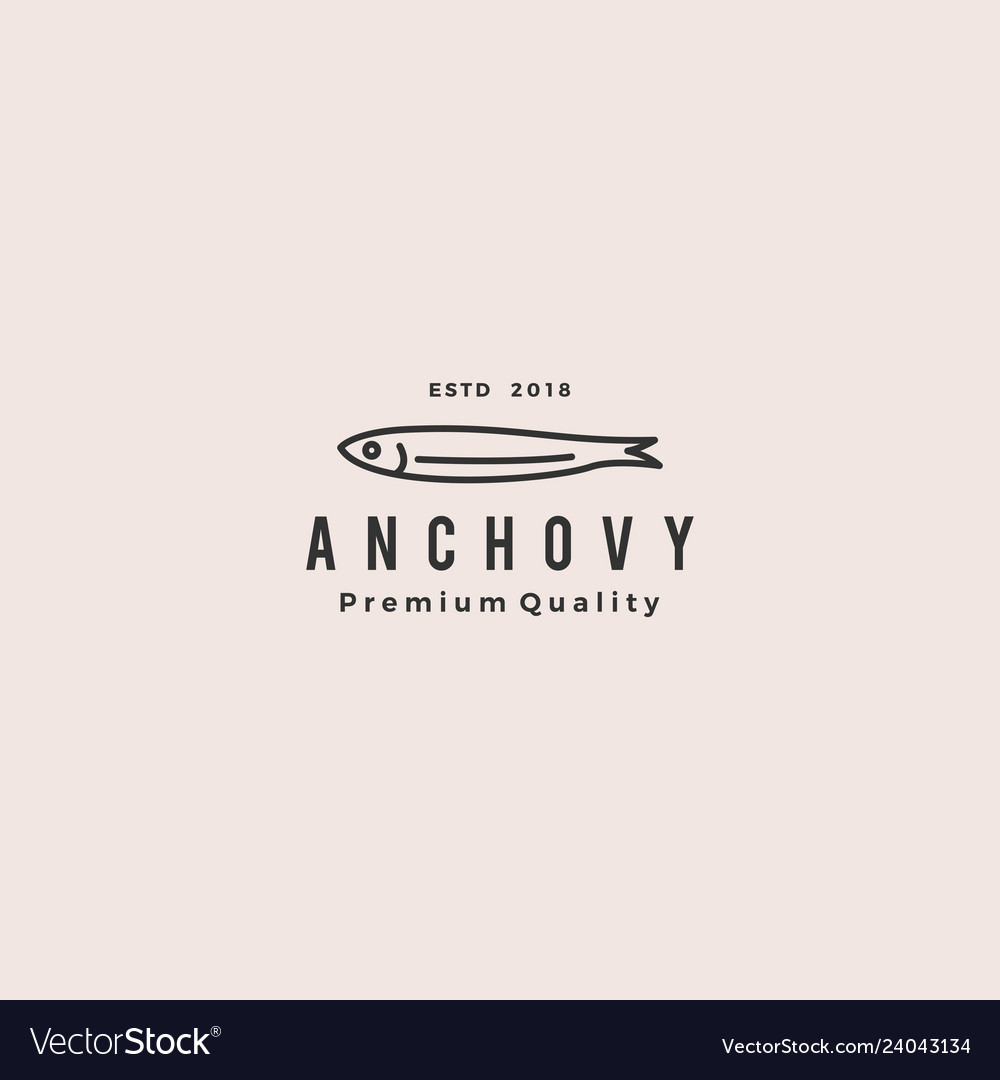 Anchovy fish logo hipster vintage retro label