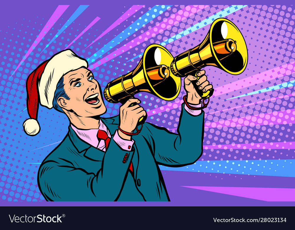 Christmas sale businessman advertises Royalty Free Vector