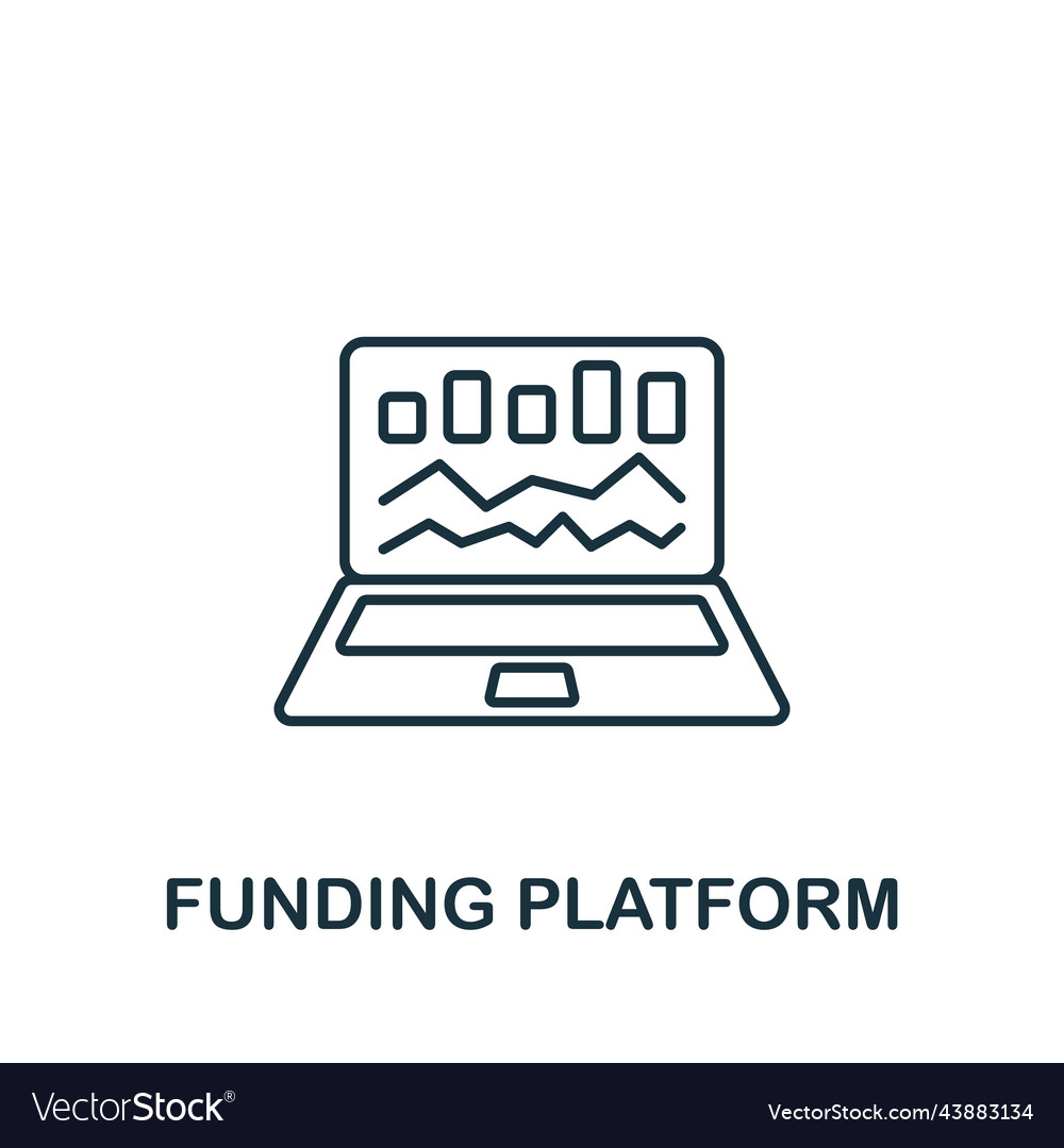 Funding platform icon line simple crowdfunding Vector Image