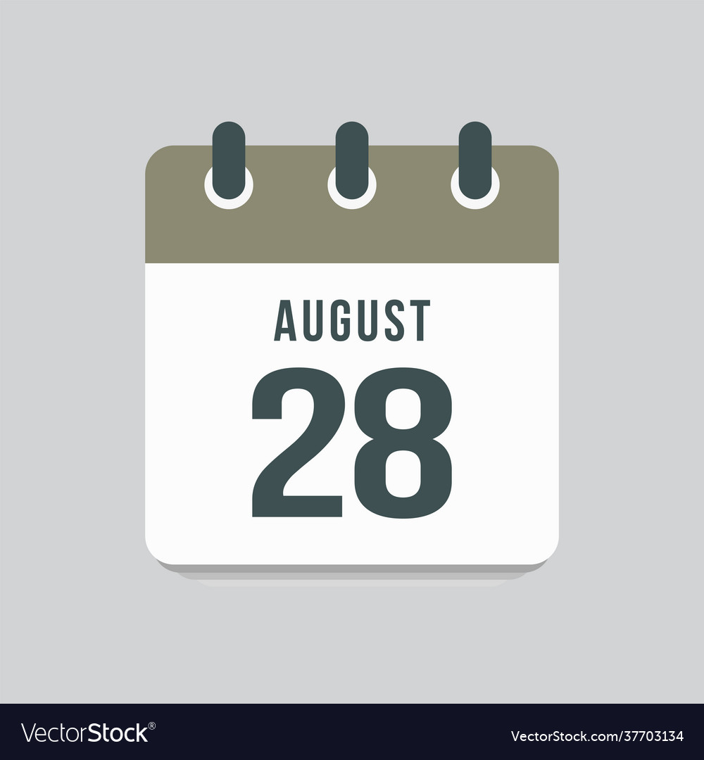 Icon day date 28 august template calendar page Vector Image