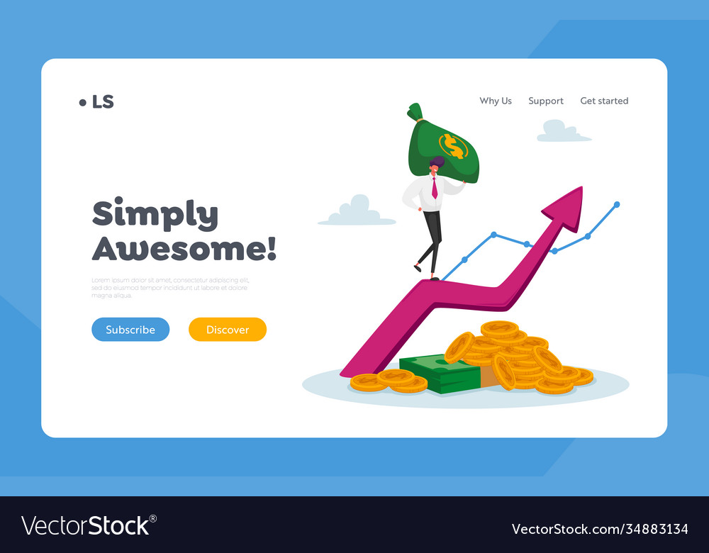 Income growth landing page template business man Vector Image